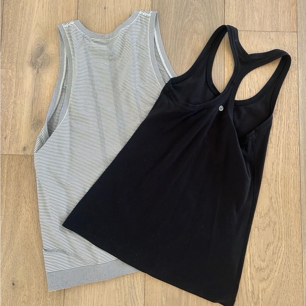 lululemon athletica Black and Gray Tank Tops